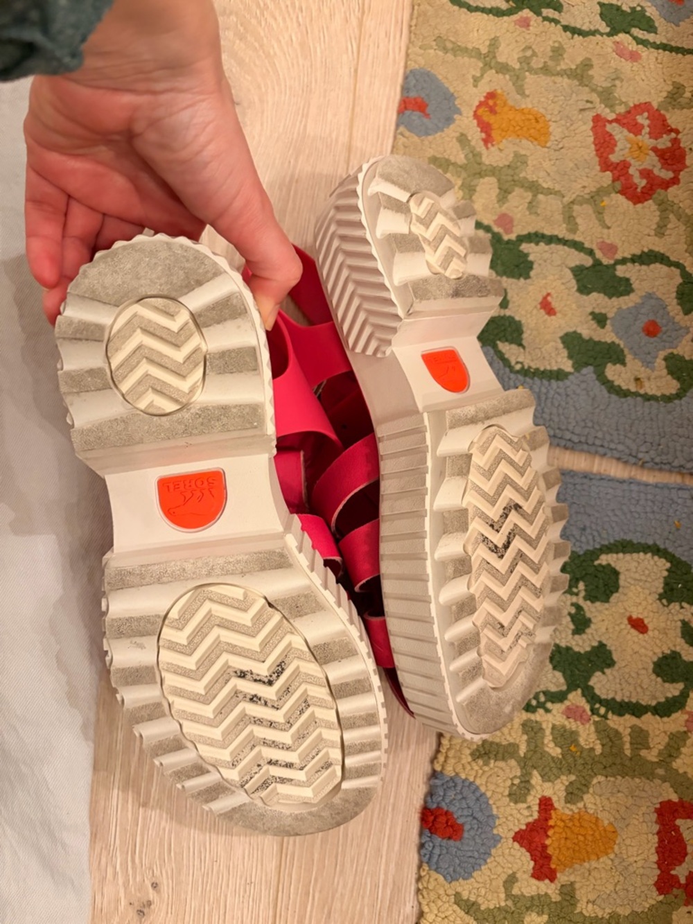 Sorel Hot Pink Platform Sandals with White Sole - Picture 3 of 5